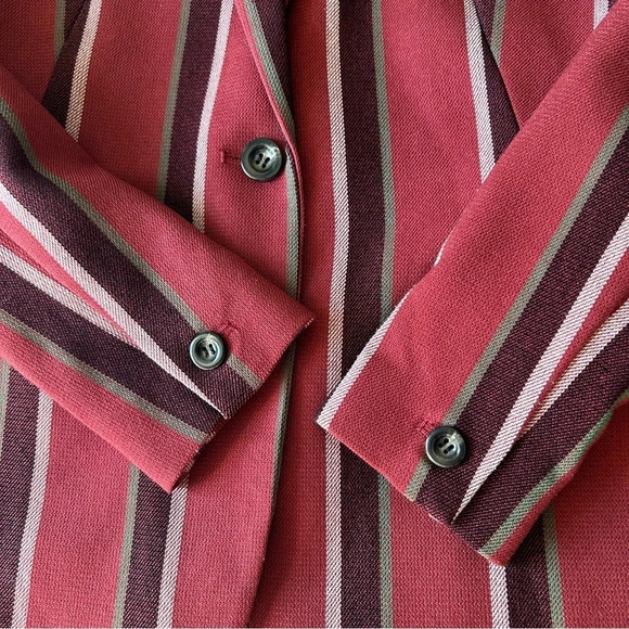 Mural Red Burgundy Stripe Button Blazer - Picture 9 of 16